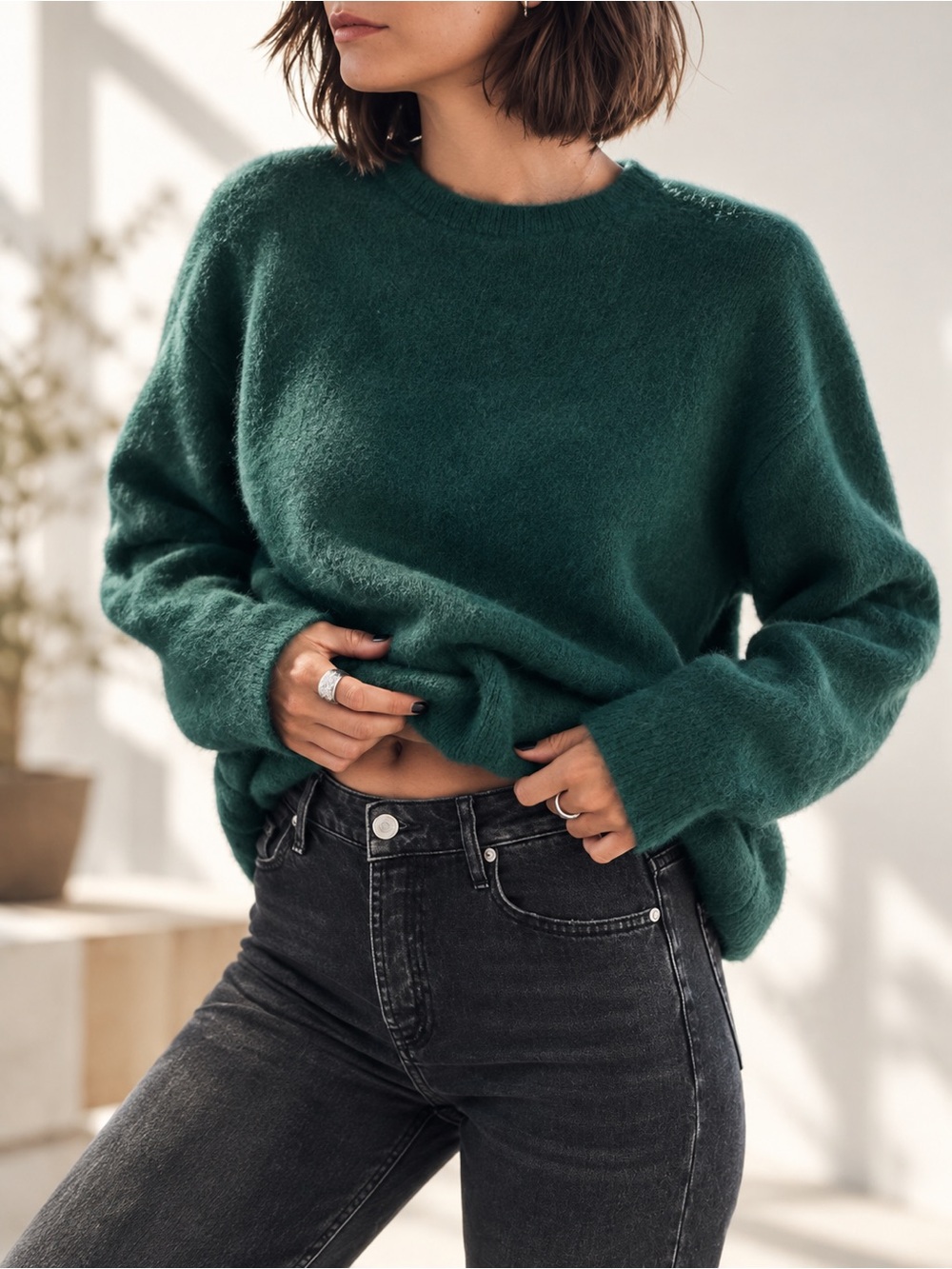 Antonio Melani 100% Cashmere Forest Green Crewneck Sweater Large
